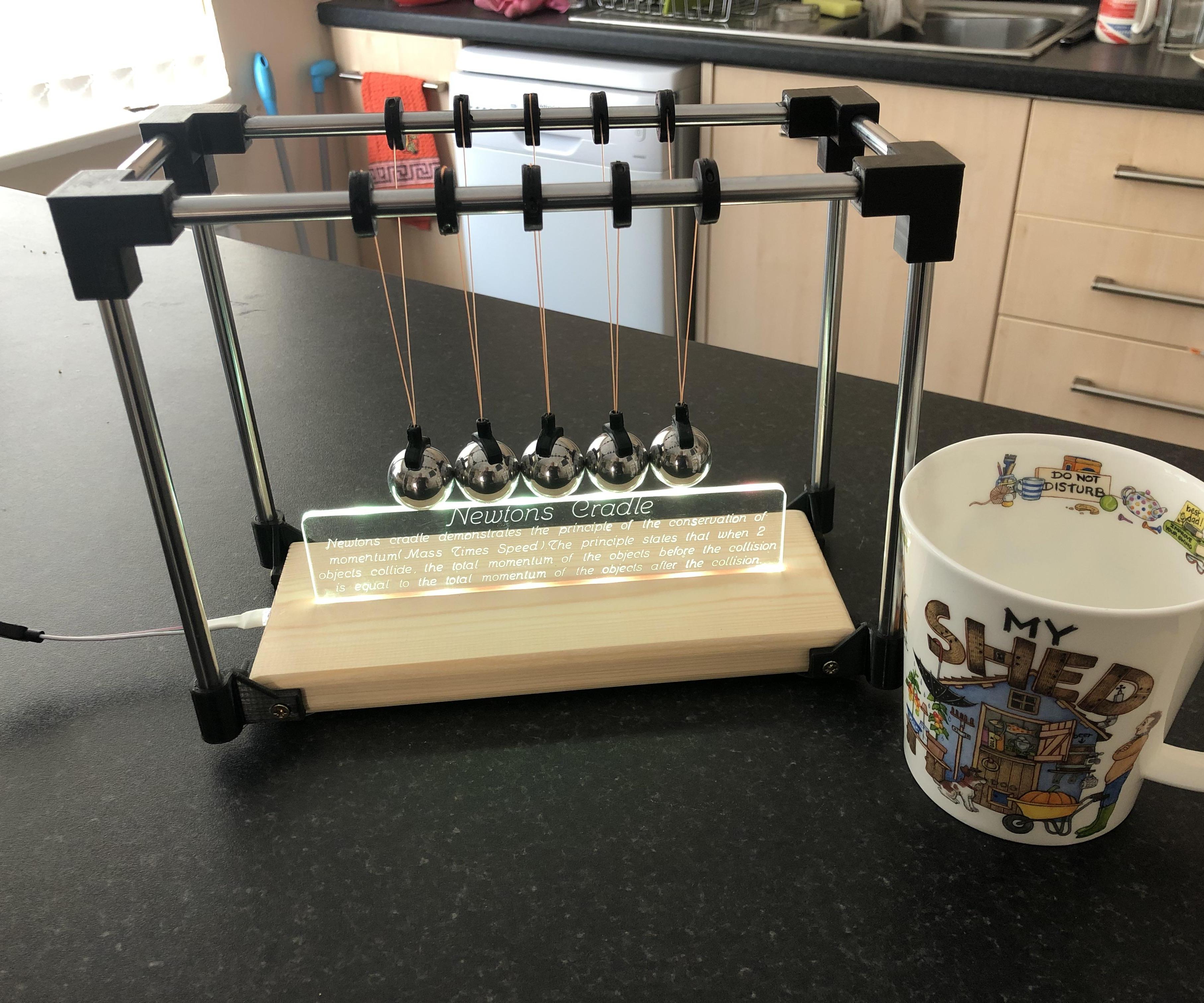 Newtons Cradle With Edge Lit Explanation