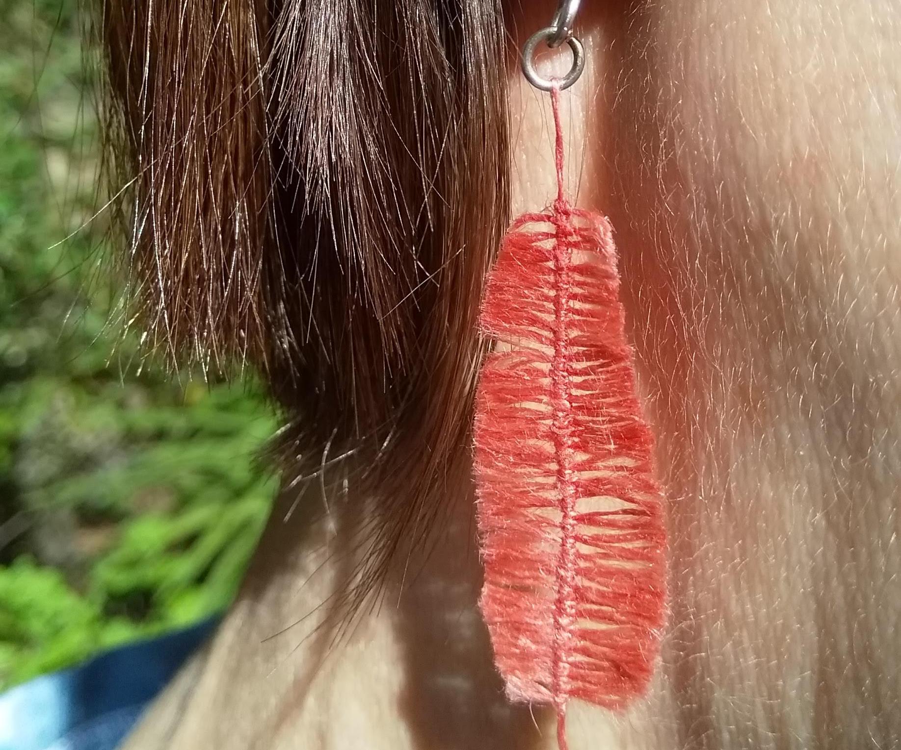 Feather Earrings From Thread