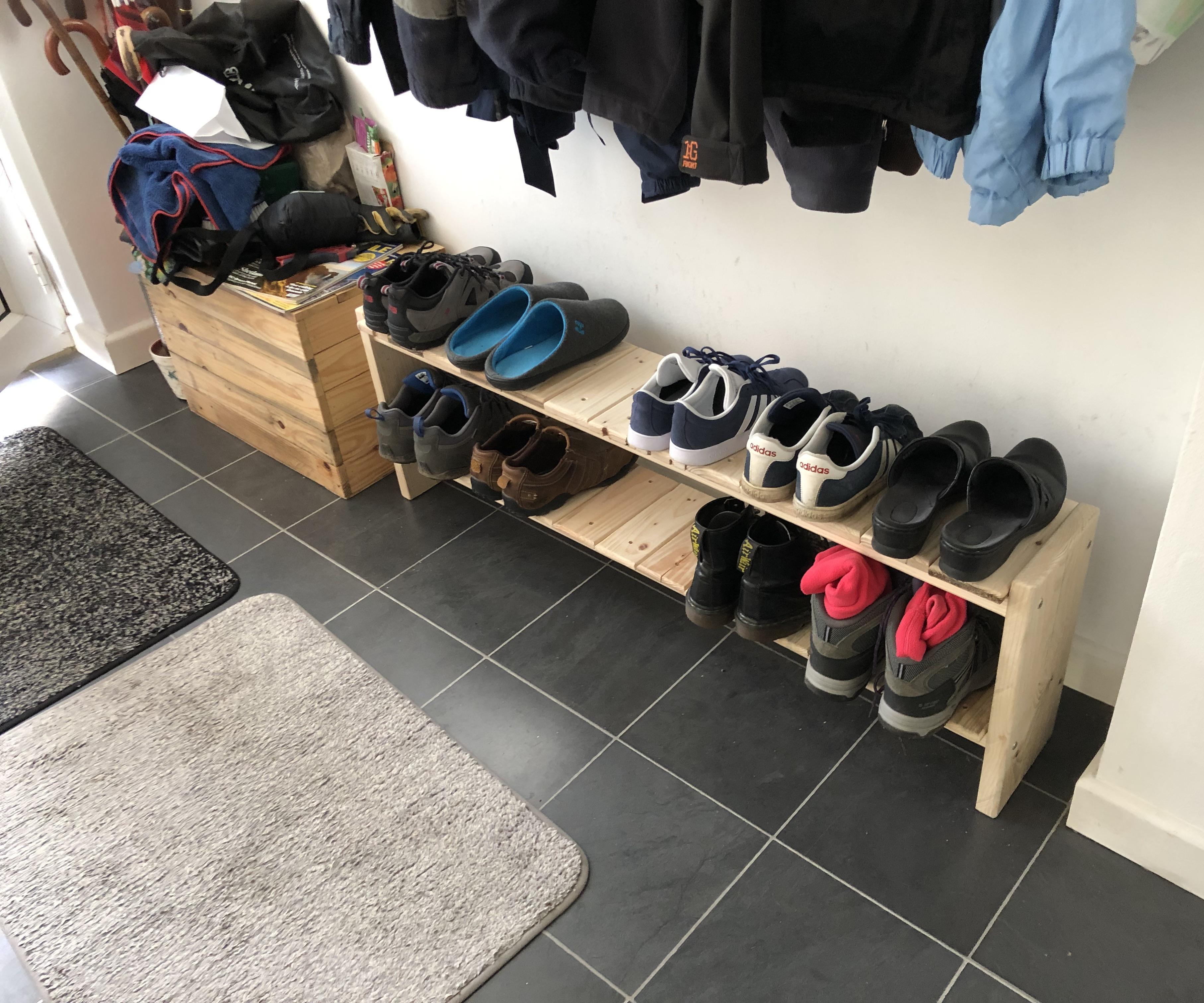  Scaffolding Board and Pallet Wood Rustic Shoe Rack in a Day