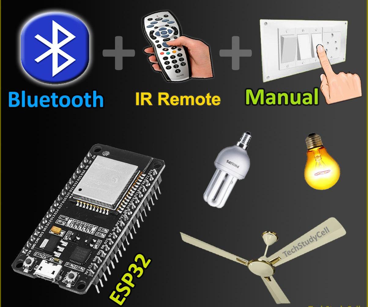 ESP32 Bluetooth Home Automation With IR Remote Control Relay | ESP32 Projects 2021