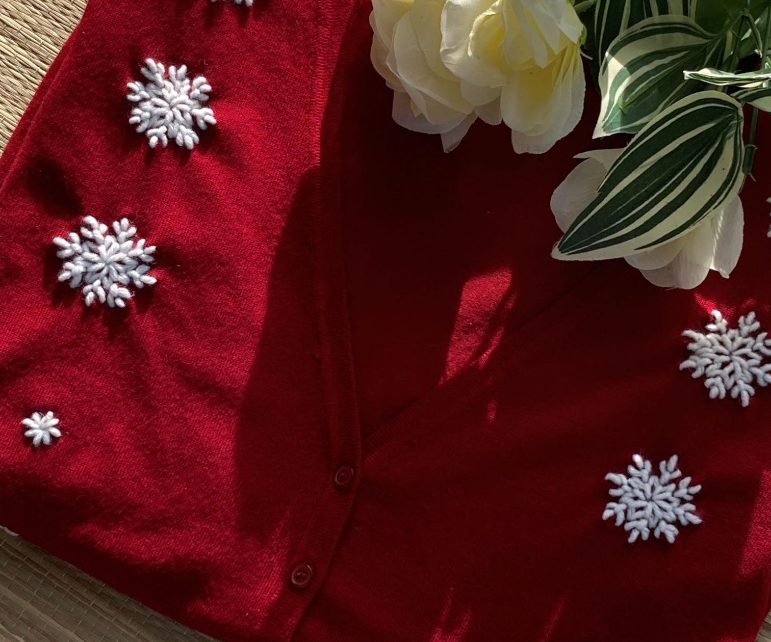 Snowflakes Embroidery on Sweater