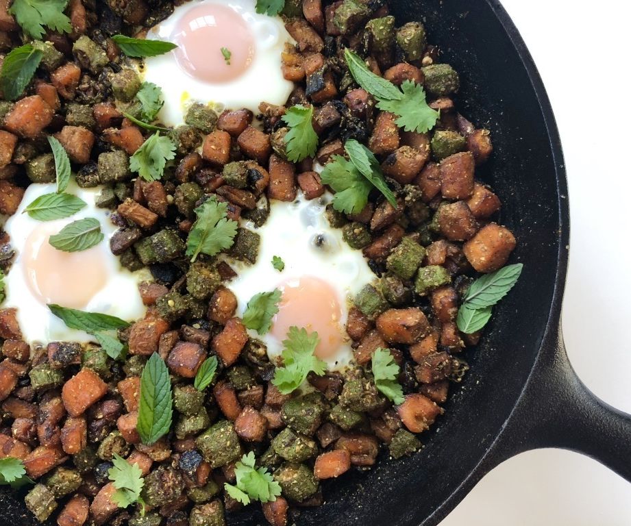 Bhindi Aloo Breakfast Hash