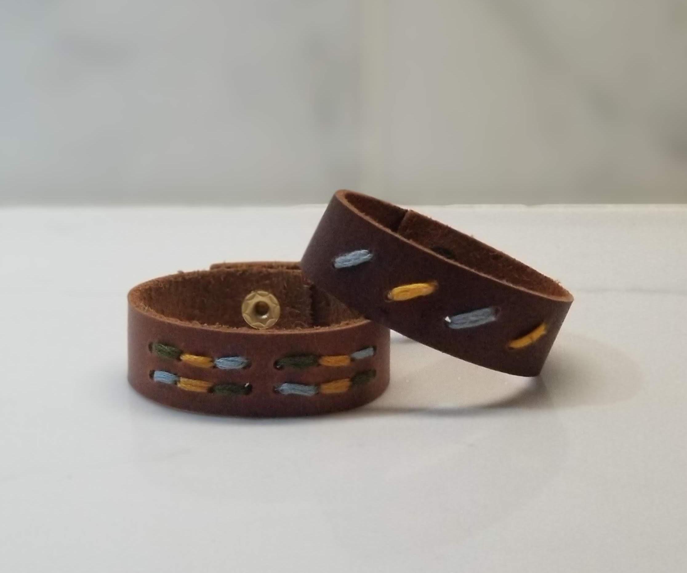  Embroidered Leather Bracelets  