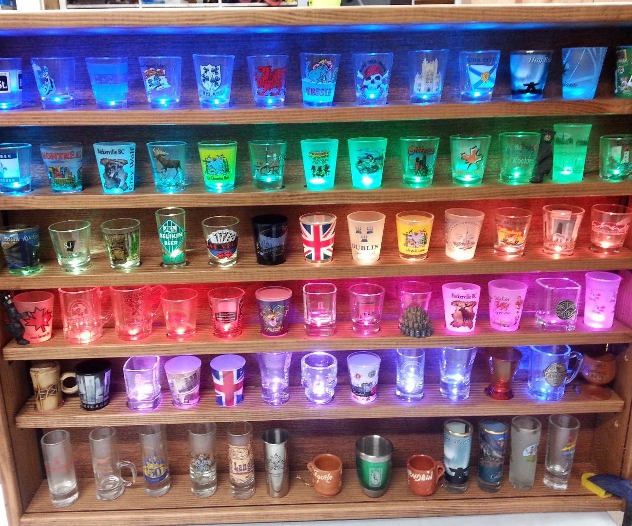 Illuminated Shot Glass Shelf