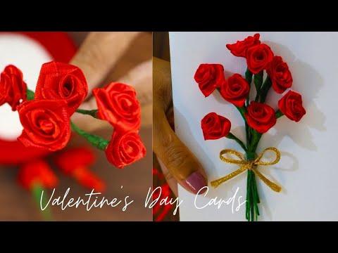 How to Make Valentine's Day Cards With Ribbon Rose