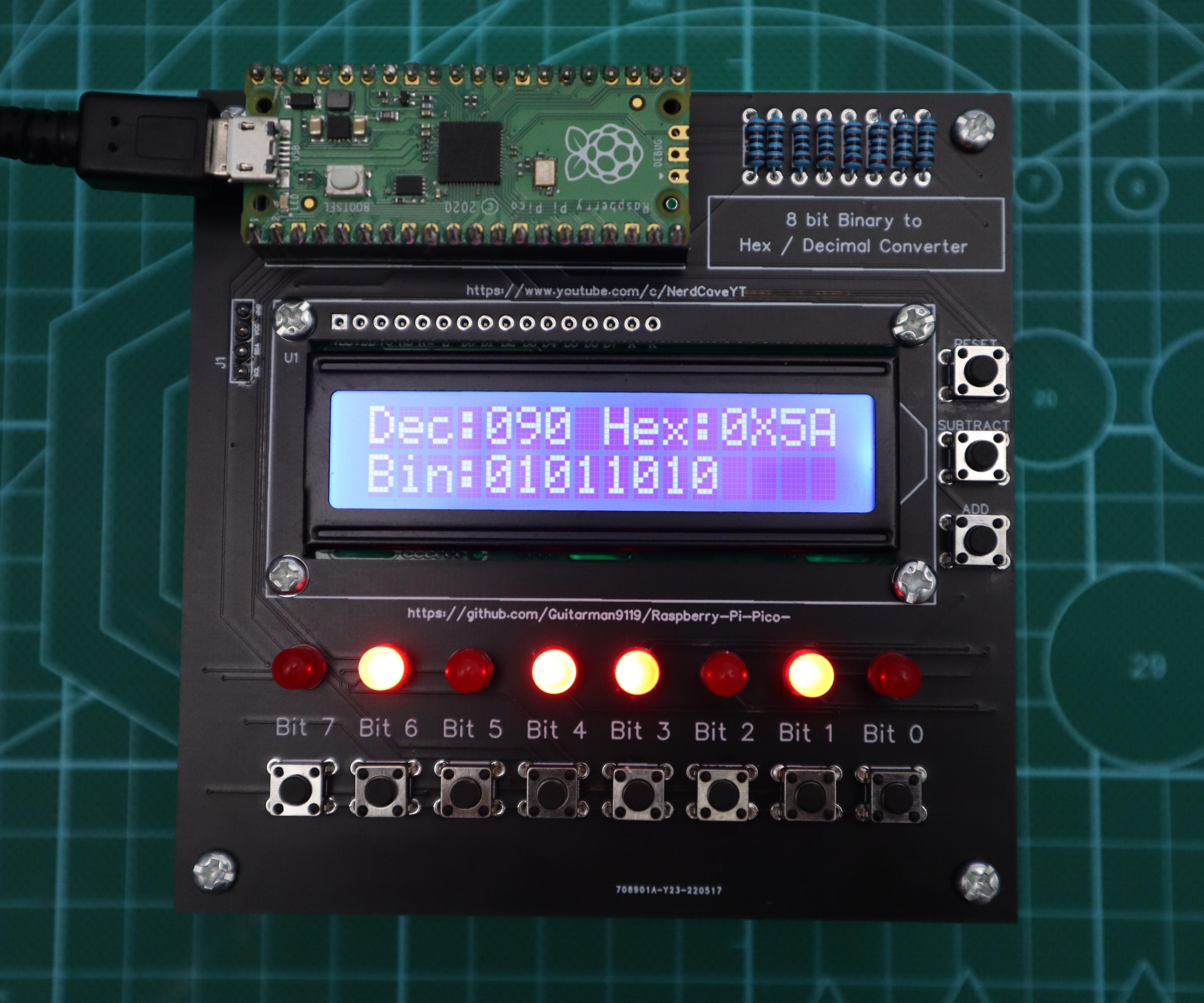 Binary to Hexadecimal and Denary Converter on Raspberry Pi Pico