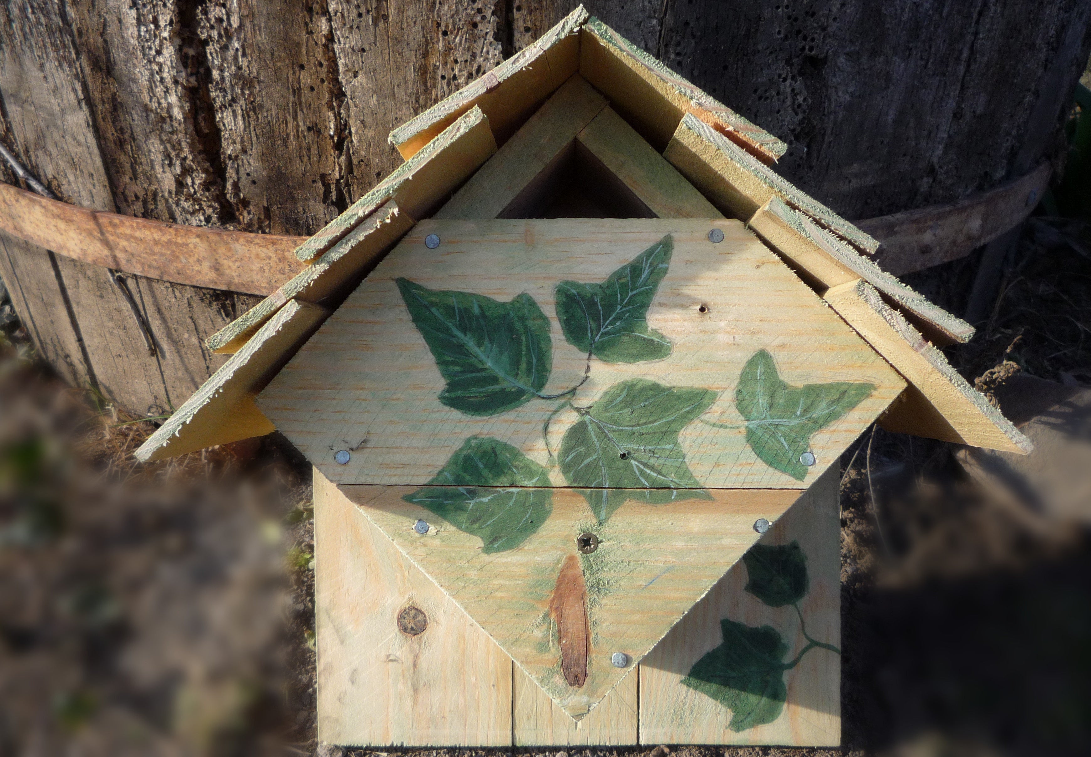 DIY Repurposed Wood Bird Box for Blue Tits & Coal Tits. Easy to Make for Those Who Have No Access to Large Drills. Nichoir Pour M�sanges. Nido Para Aves, Palets Reciclados