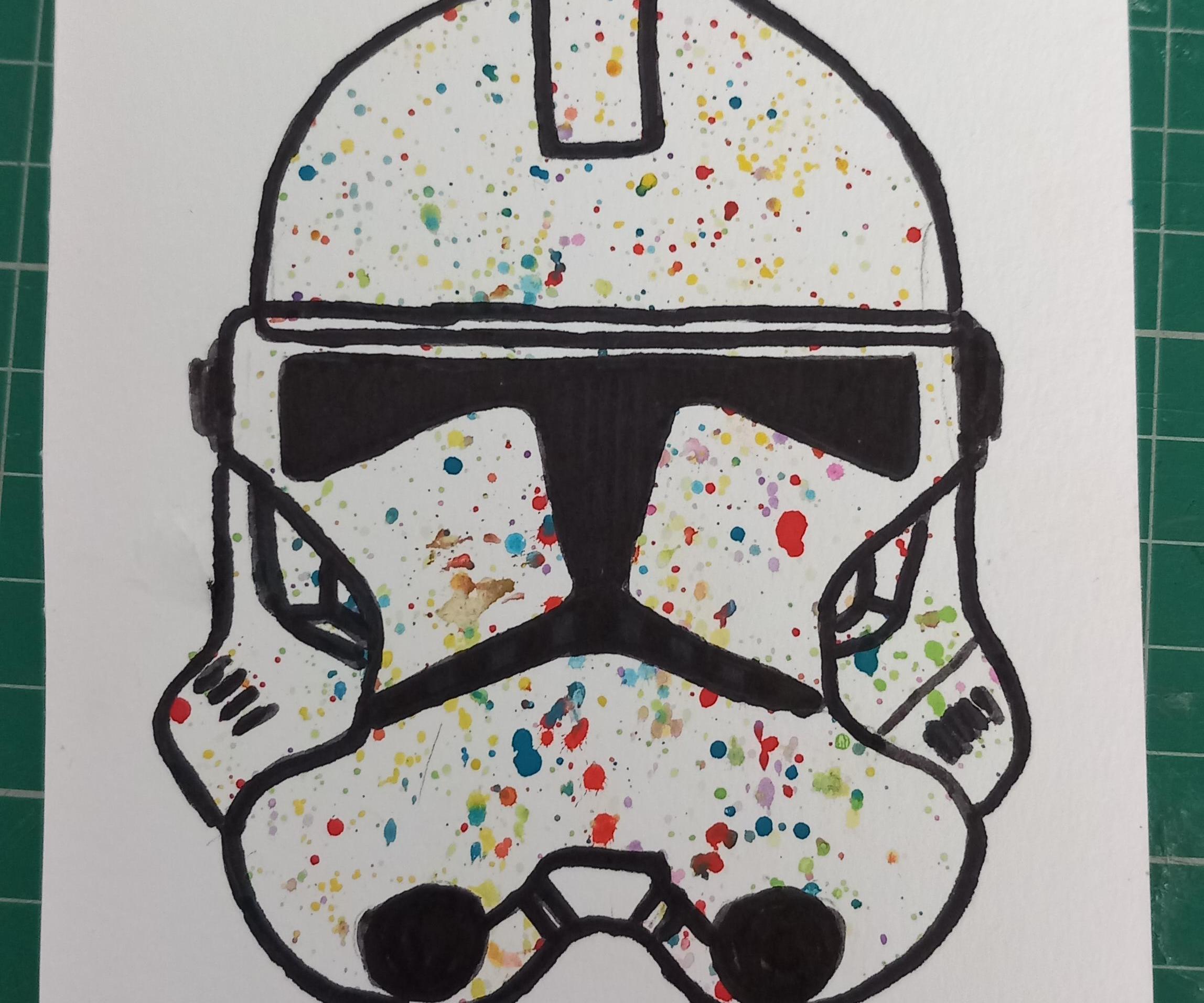Watercolour Splatter Clone Trooper Card