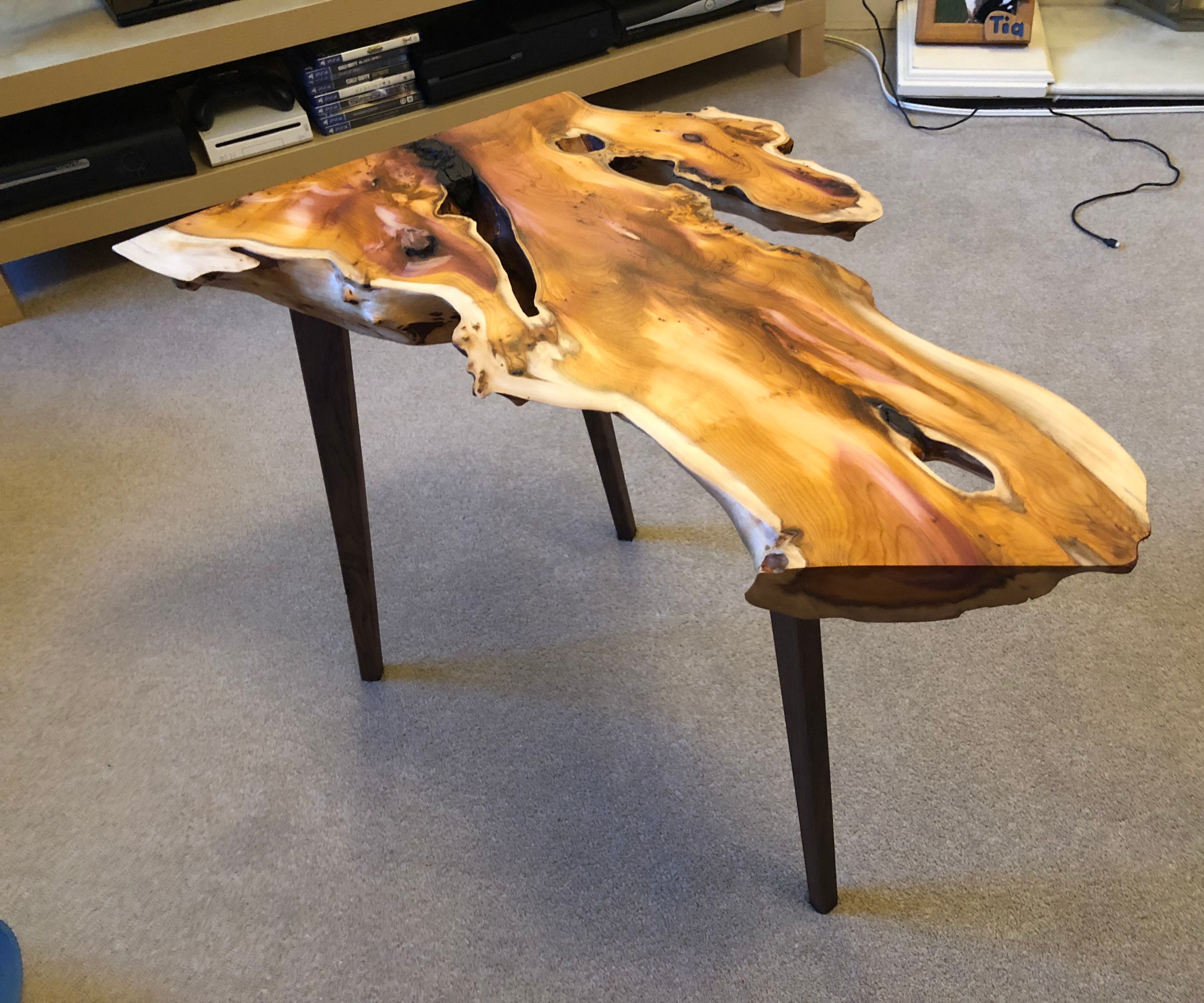 Yew & Walnut Live Edge Side Table