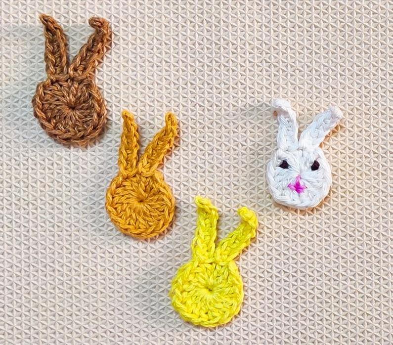 Cute One Round Crochet Bunny Face Applique