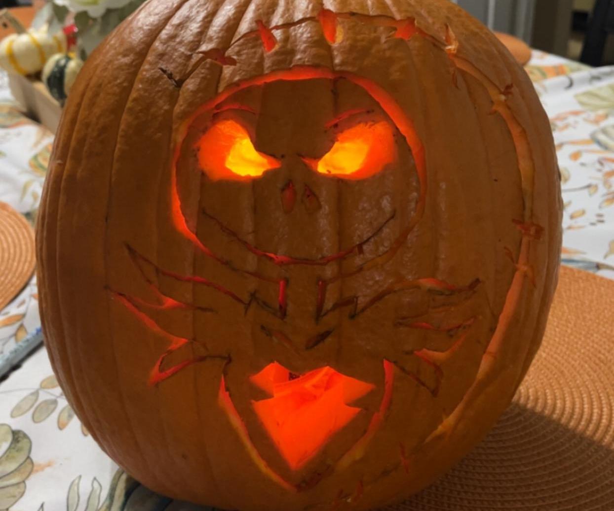 Carving Jack Skellington on a Pumpkin