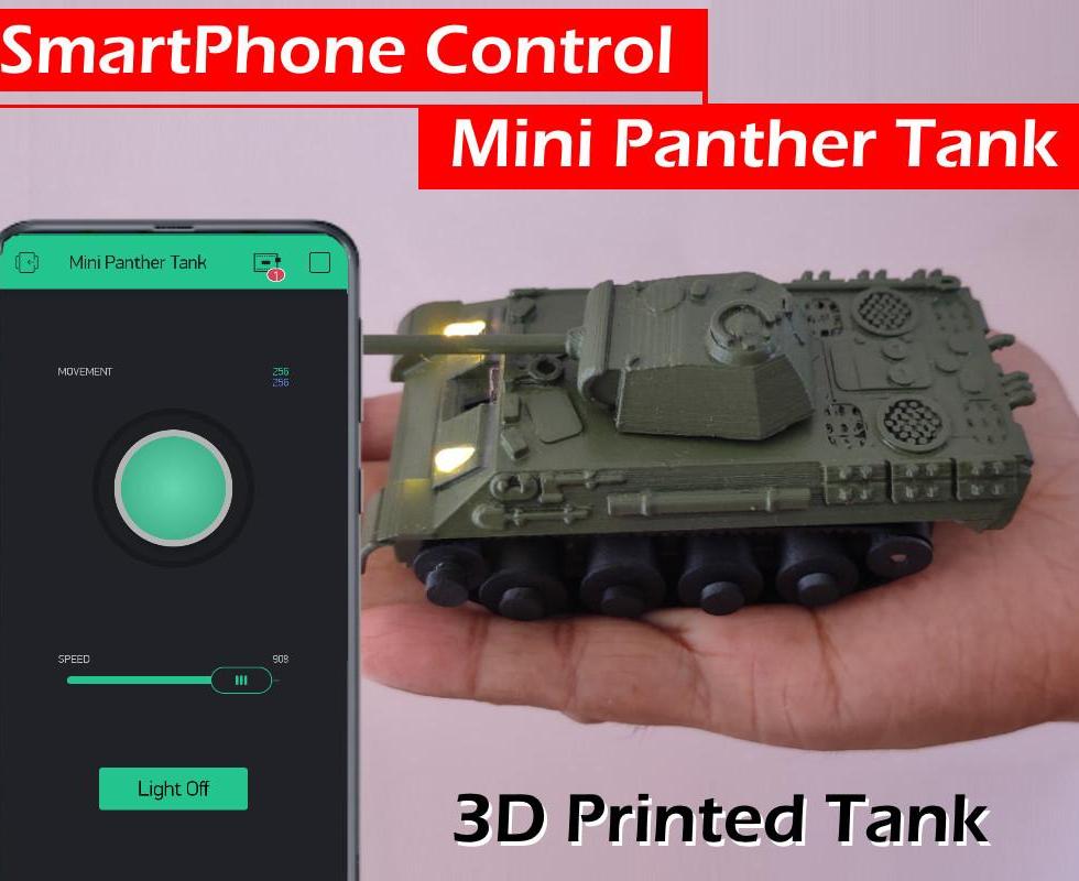 SmartPhone Control Mini Panther Tank 3D Printed