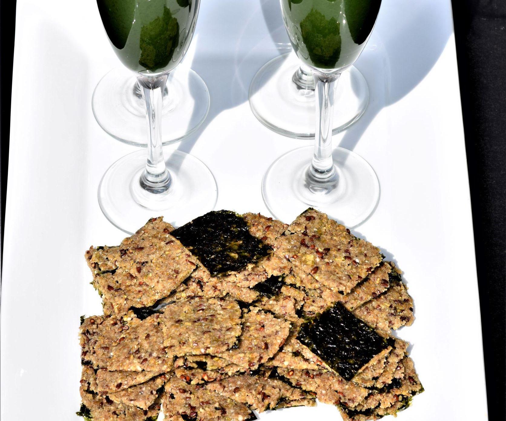 Cucumber Hemp Nori Cracker and Dill Tonic