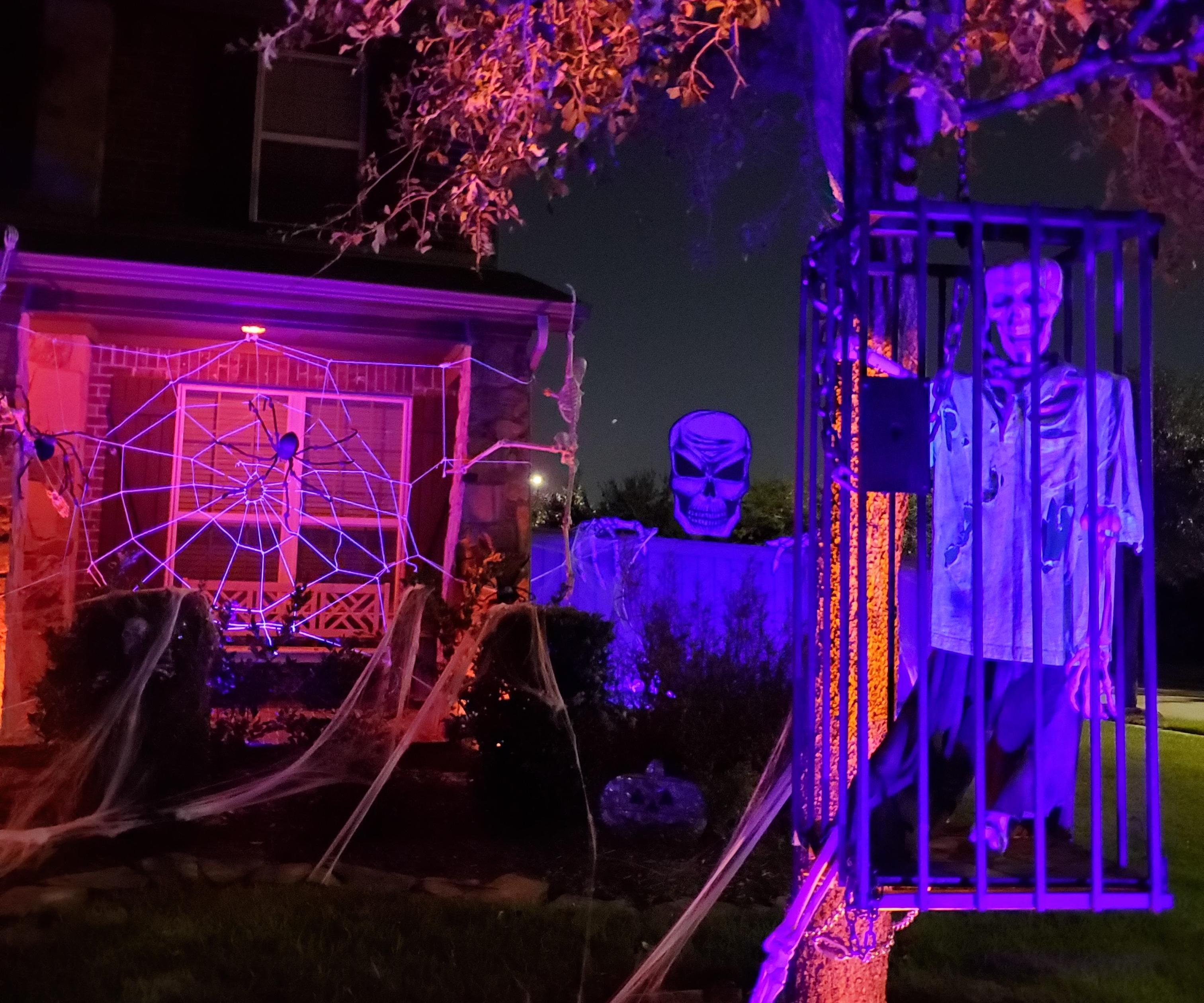 Skeleton in a Hanging Cage From Scrap Metal - Yard Decoration