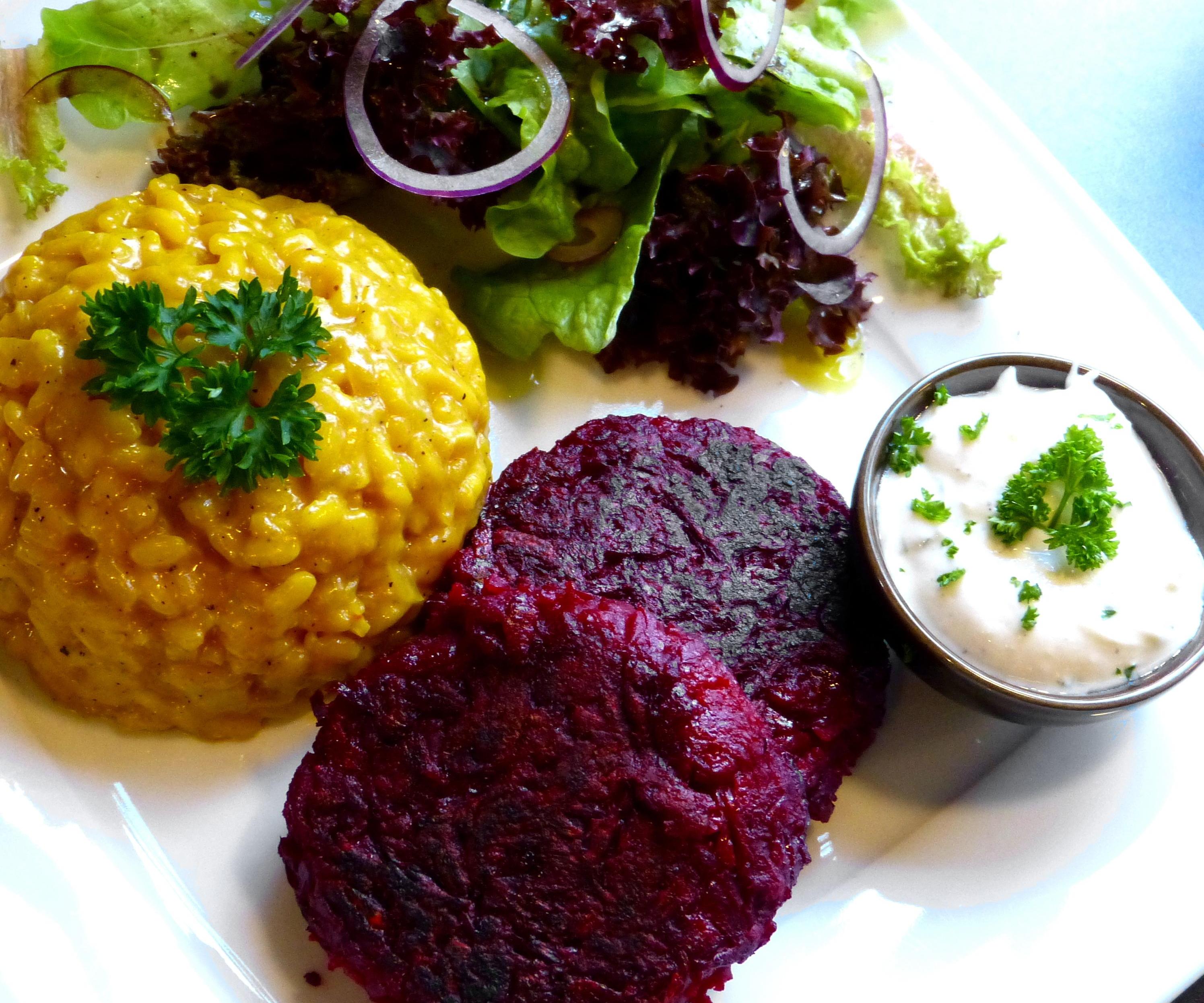 Saffron Risotto & Beetroot Patties