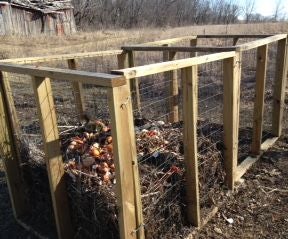 Compost Bin: Wood and Wire Mesh