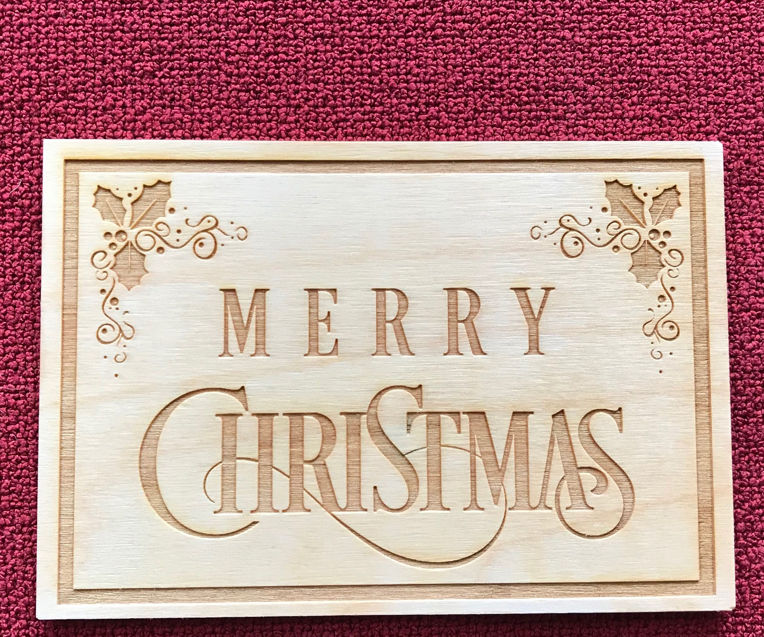 Laser Engraved Christmas Postcard