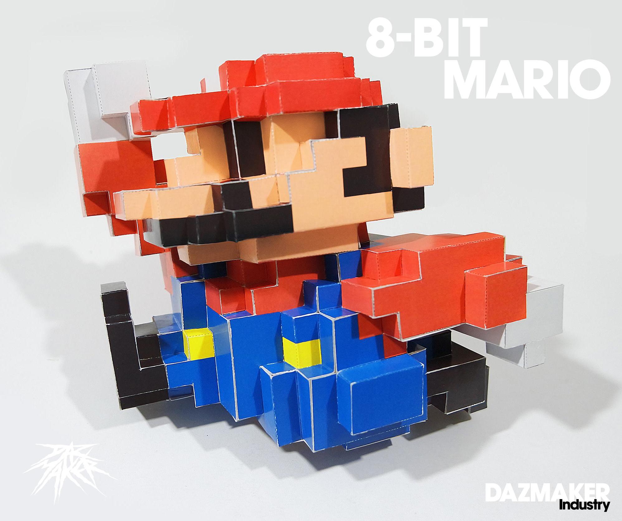Mario 8 Bit 3d Pixel Paper Art