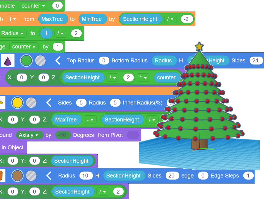 TinkerCAD Christmas Tree With CodeBlocks