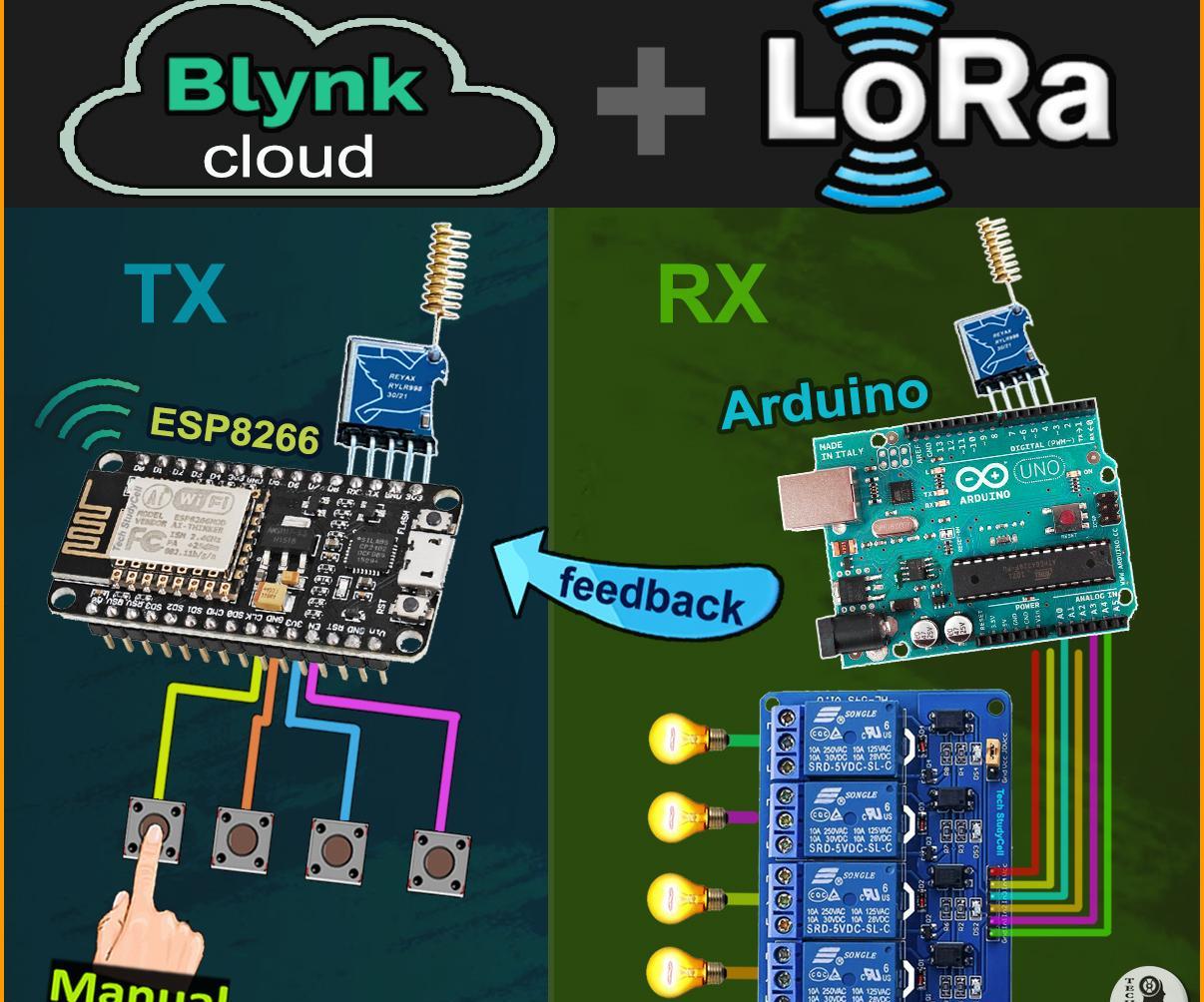 LoRa IoT Project With Arduino ESP8266 Control Relay Using Blynk