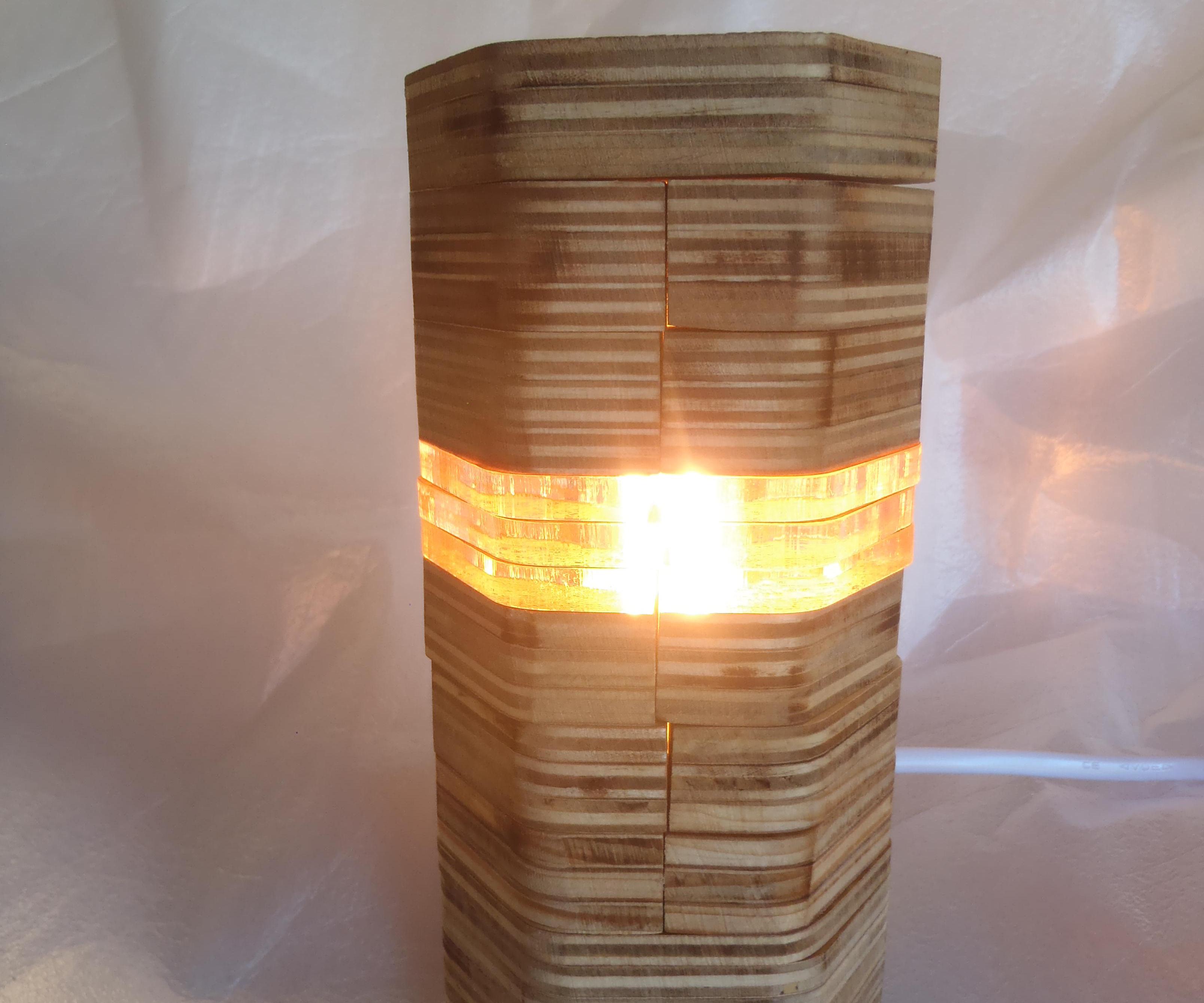 Customizable Plywood and Acrylic Hinged Lamp