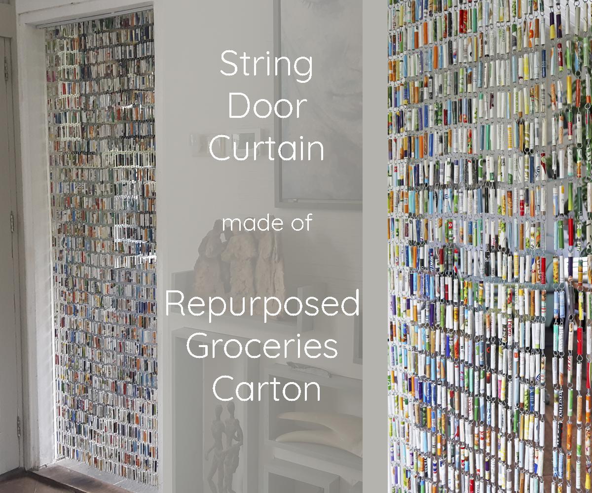 String Door Curtain Made of Repurposed Groceries Carton