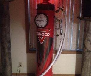 VINTAGE STYLE CLOCKFACE GAS PUMP MADE FROM SCRAP PVC PIPE 