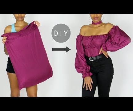 DIY Puff Sleeve Off-the-Shoulder Top Out of Pillow Cases (Easy Sewing!)