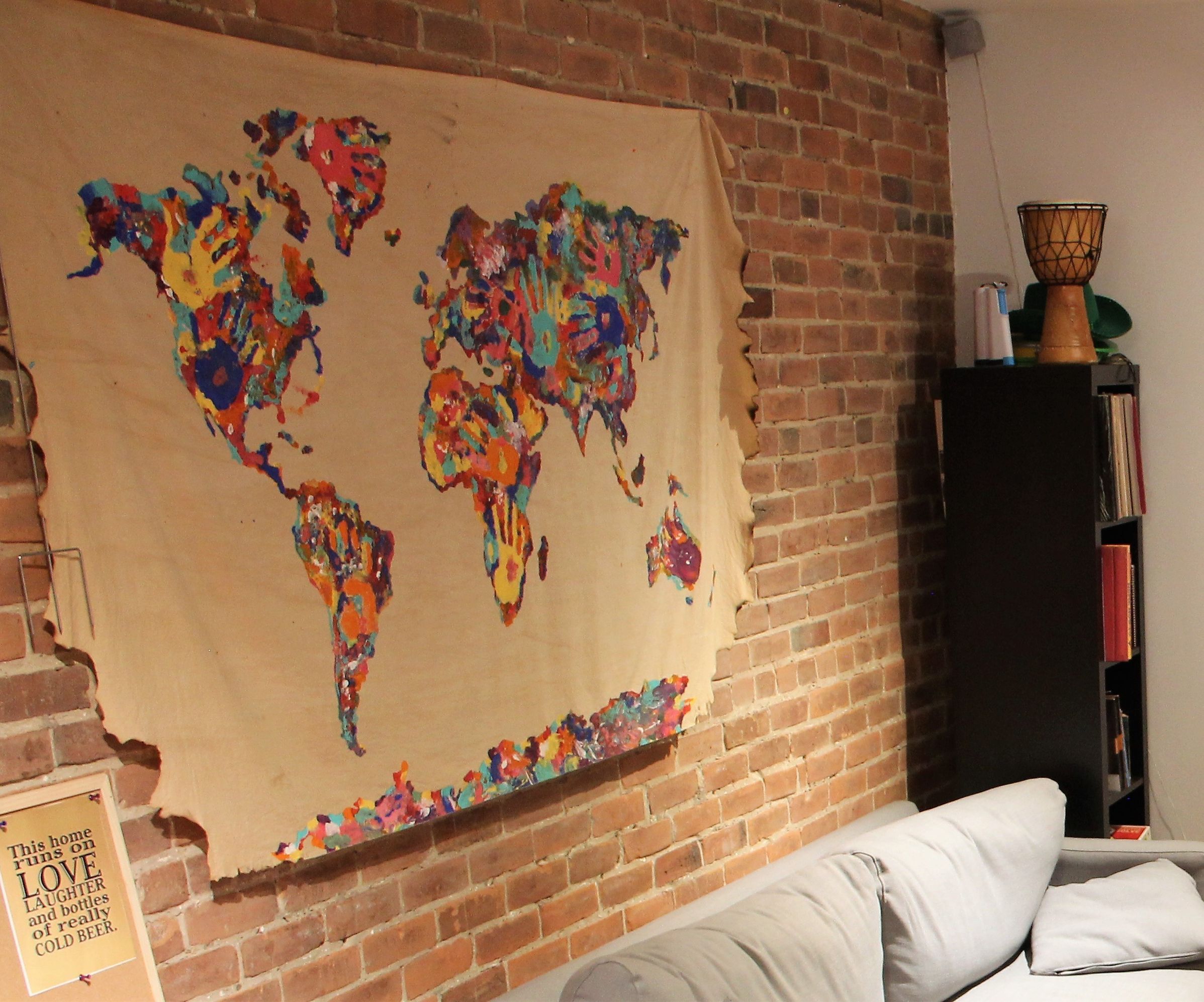 Hand Painted World Maps (6ft X 3ft) 