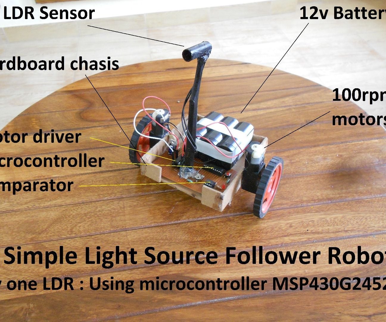 Simplest Light-Source Follower Robot