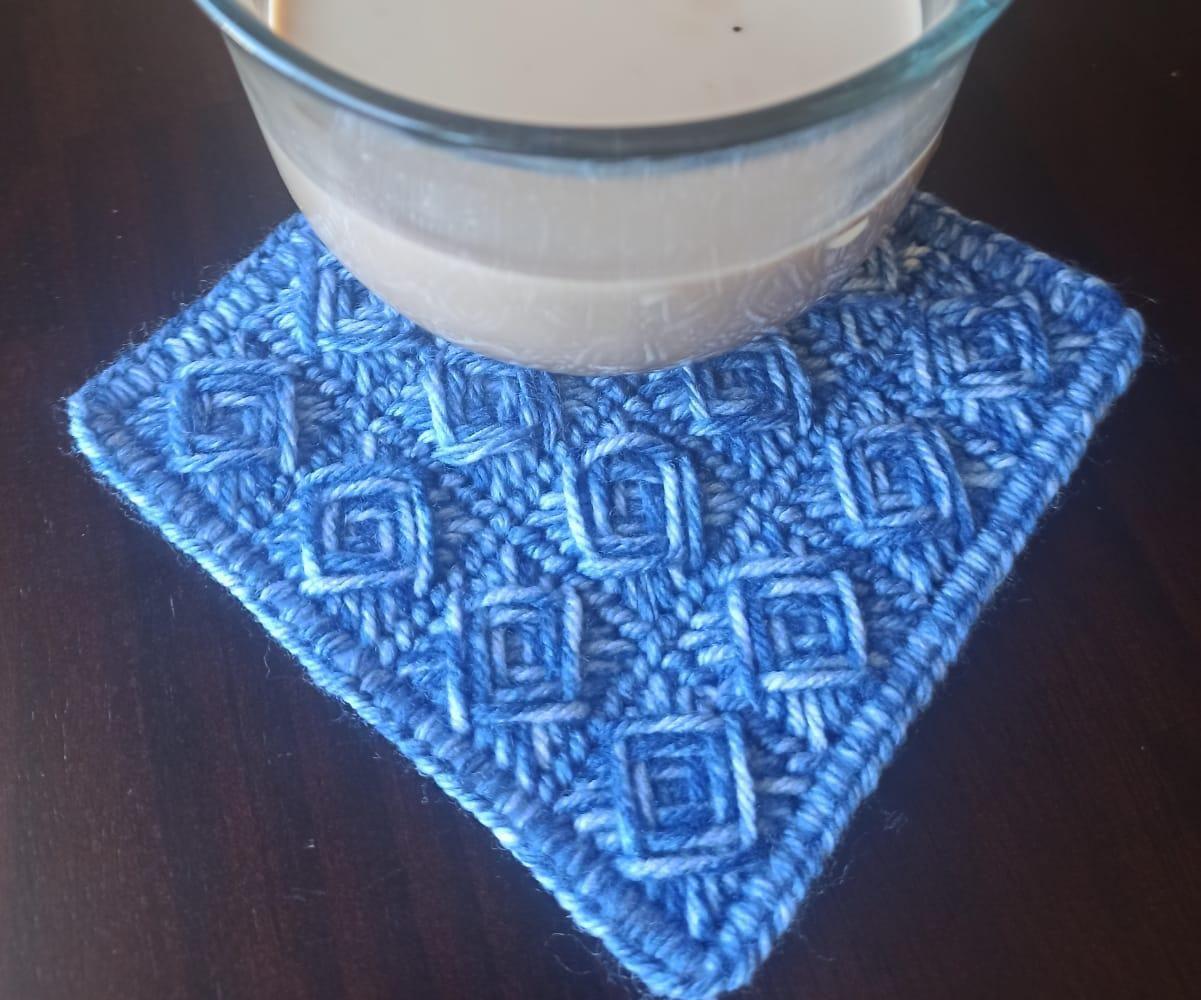 Handmade Indigo Cross-stitch Coaster
