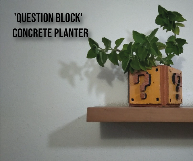 'Question Block' Concrete Planter