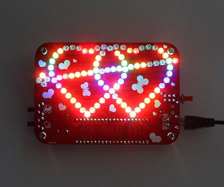 DIY Double Heart RGB LED Kit Build a Sincerity Love Gift!