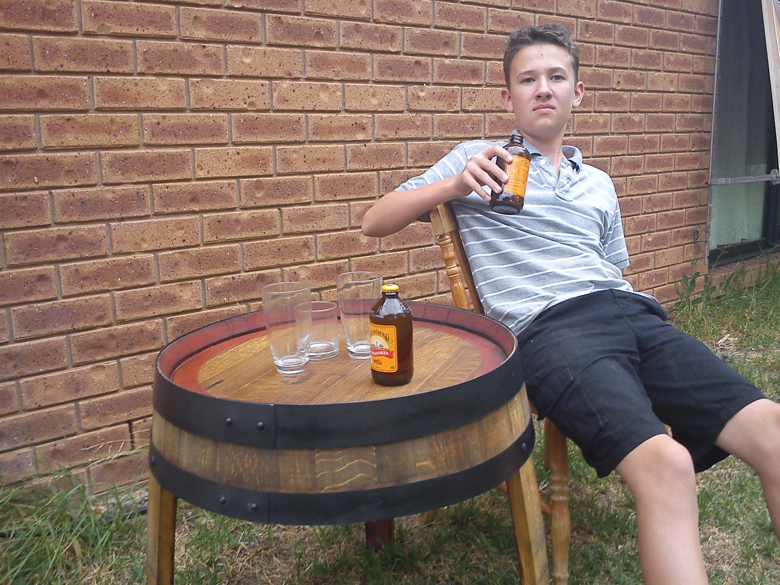 Wine Barrel Beer Table