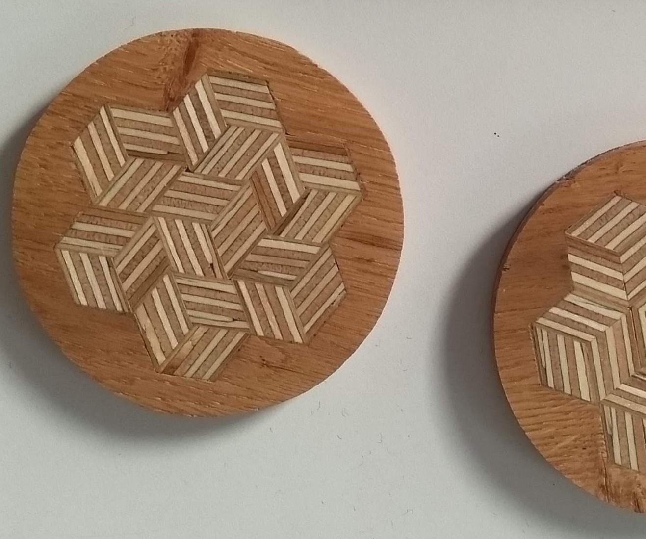 Hexagon Patterned Plywood Coasters