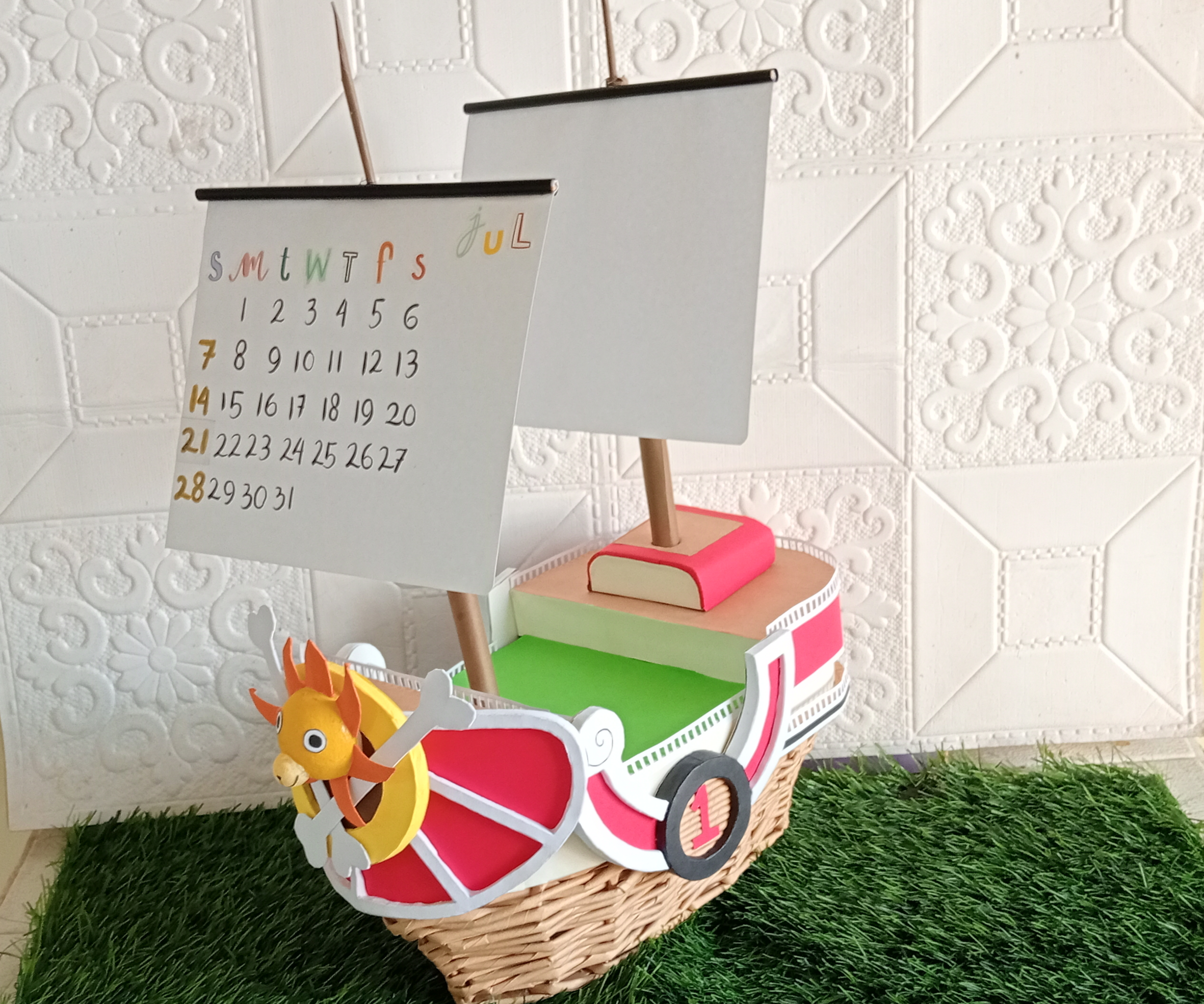 DIY Desk Calendar - Thousand Sunny (One Piece Anime) From Paper and Cardboard