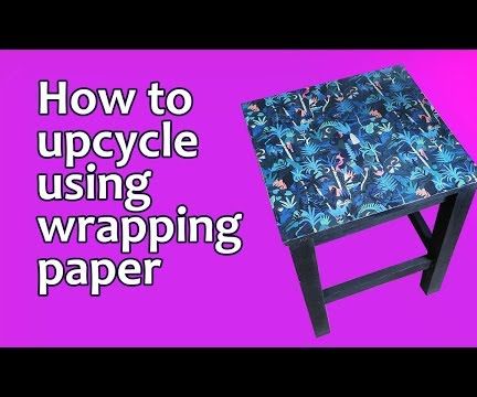 Upcycled Table Using Wrapping Paper