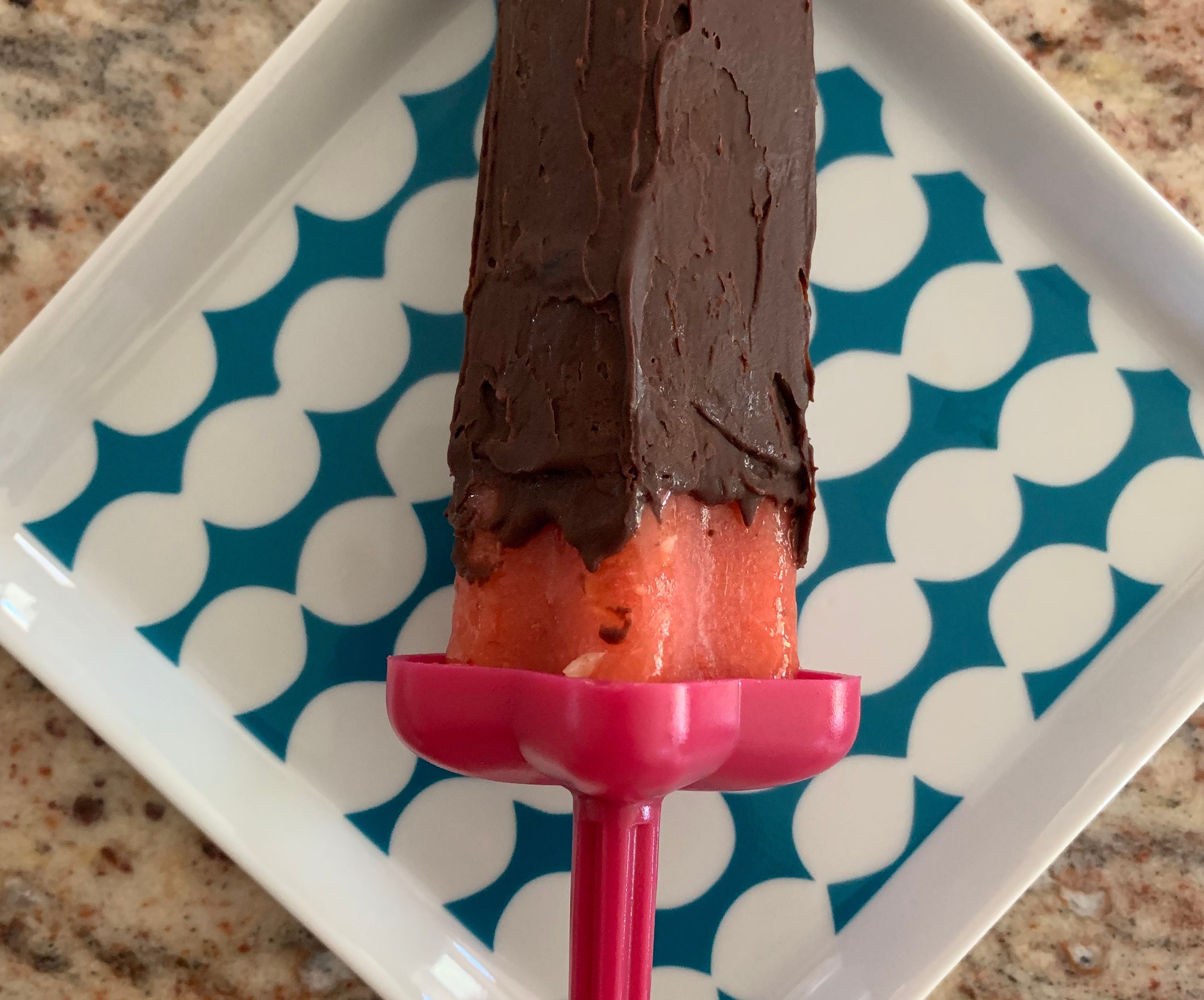 Chocolate Covered Mango, Strawberry and Nectarine Pops 