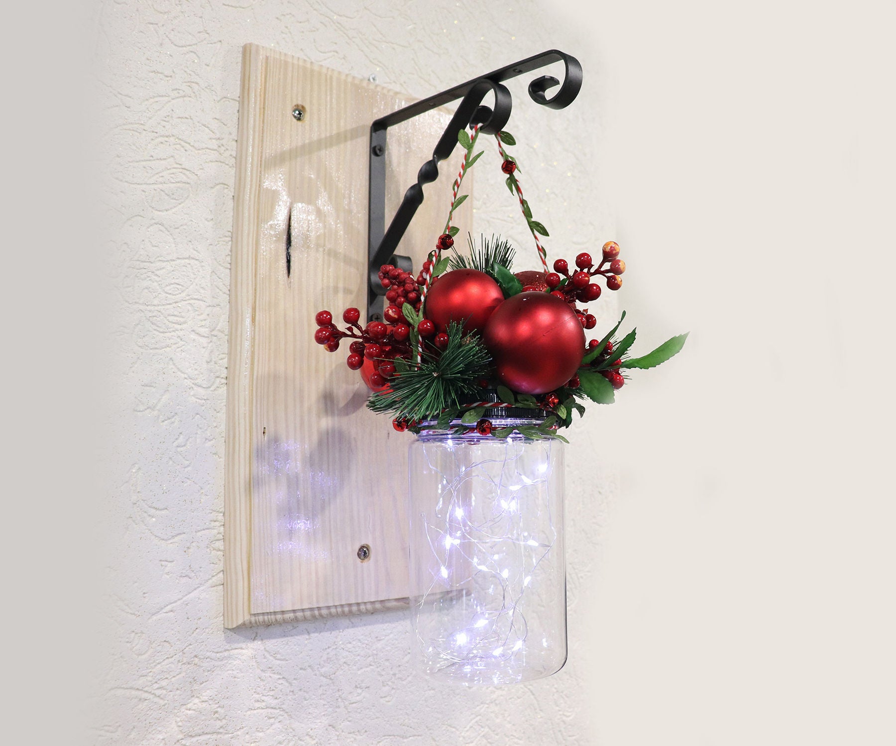 DIY Christmas Decoration - Fairy Lights Bottle Wall Hanging