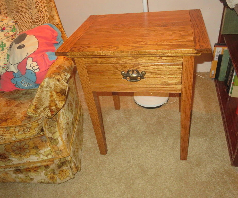Oak End Table With 3 Hidden Compartments