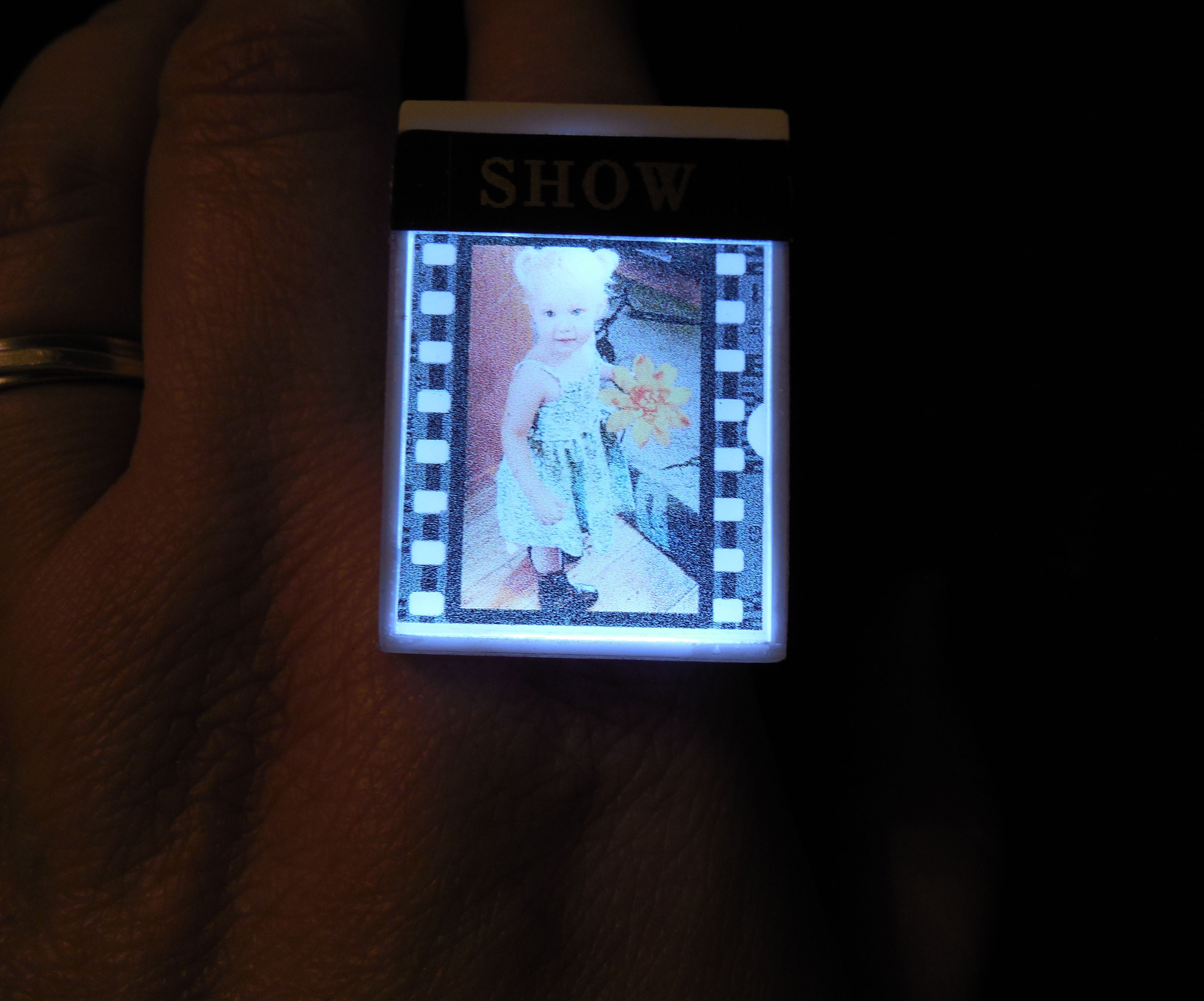 Backlit LED Display Finger Ring W/ Photo Transparancy