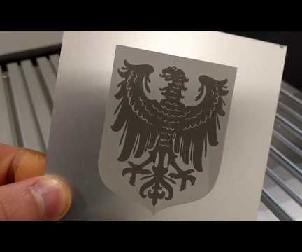 Laser Engraving Eagle Coat of Arms on Aluminium Sheet Metal