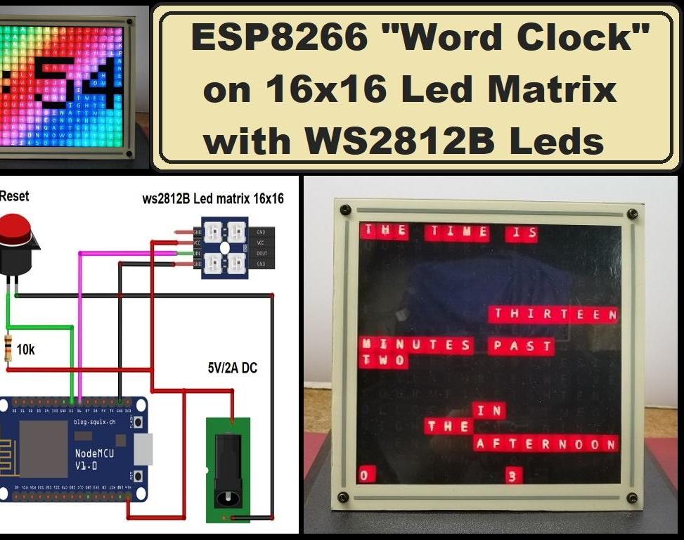 ESP8266 Word Clock on 16x16 Led Matrix