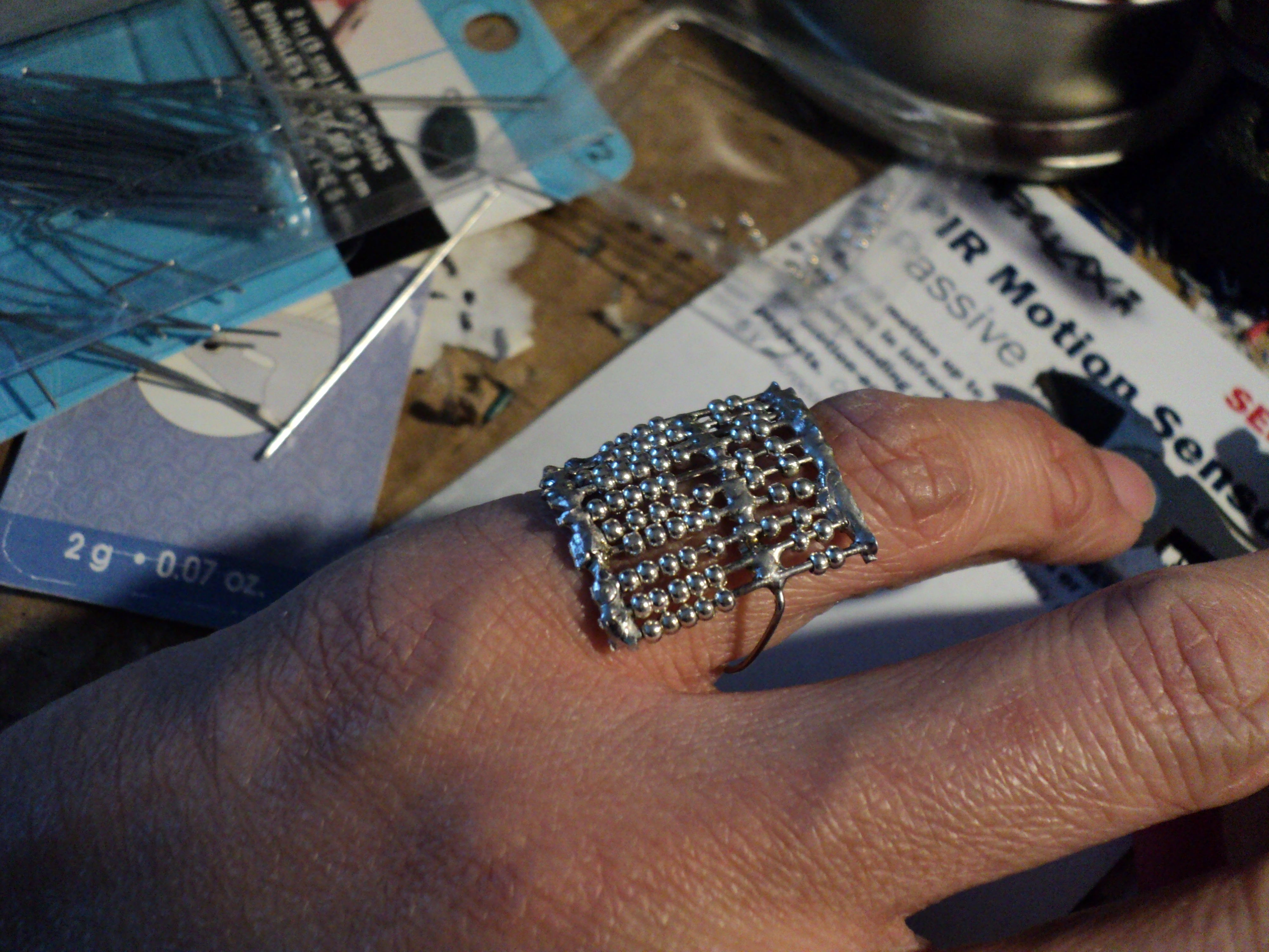 Functional Soldered Abacus Pinky Ring