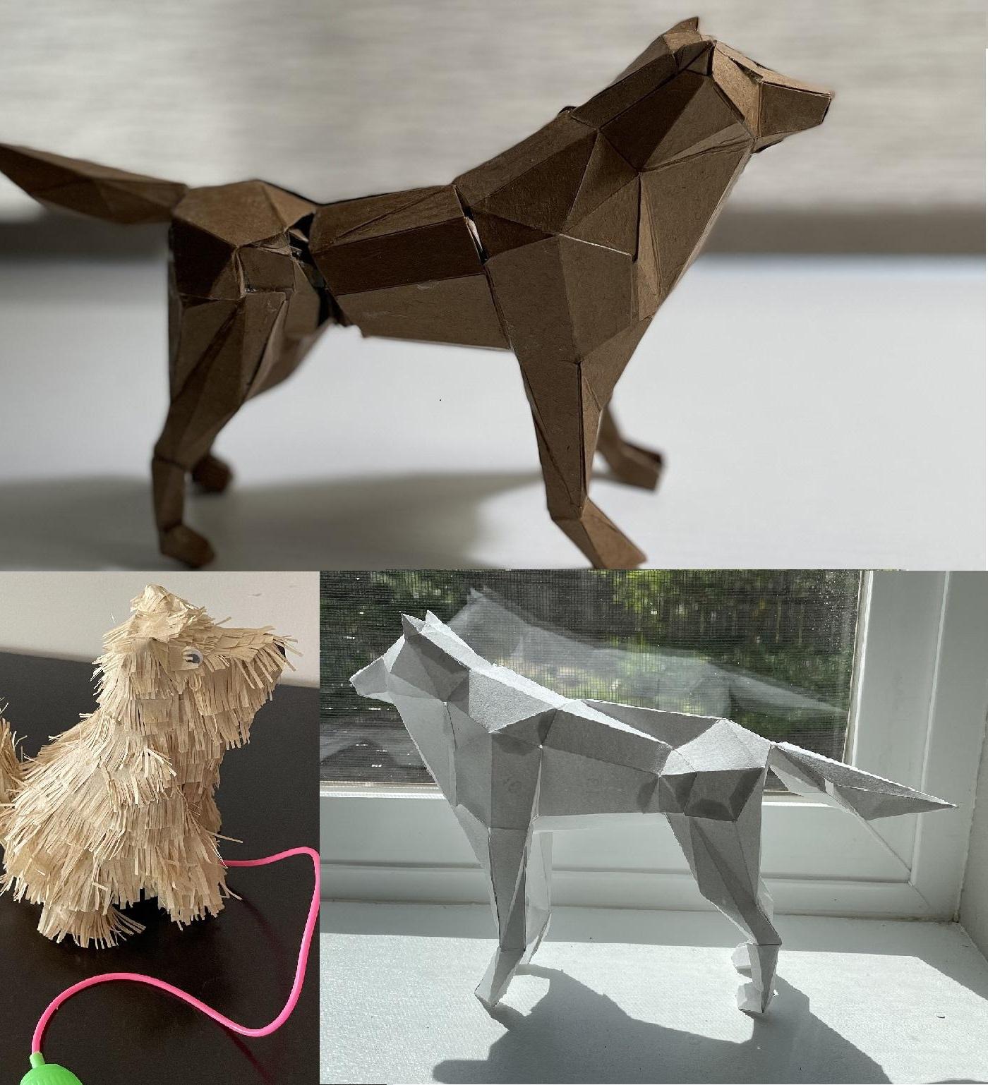 Air-Powered Moving Cardboard Models: "Walking Dog" and "Barking Dog"