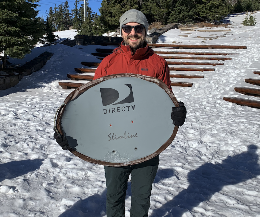 Snow Sled Made From a TV Satellite Dish