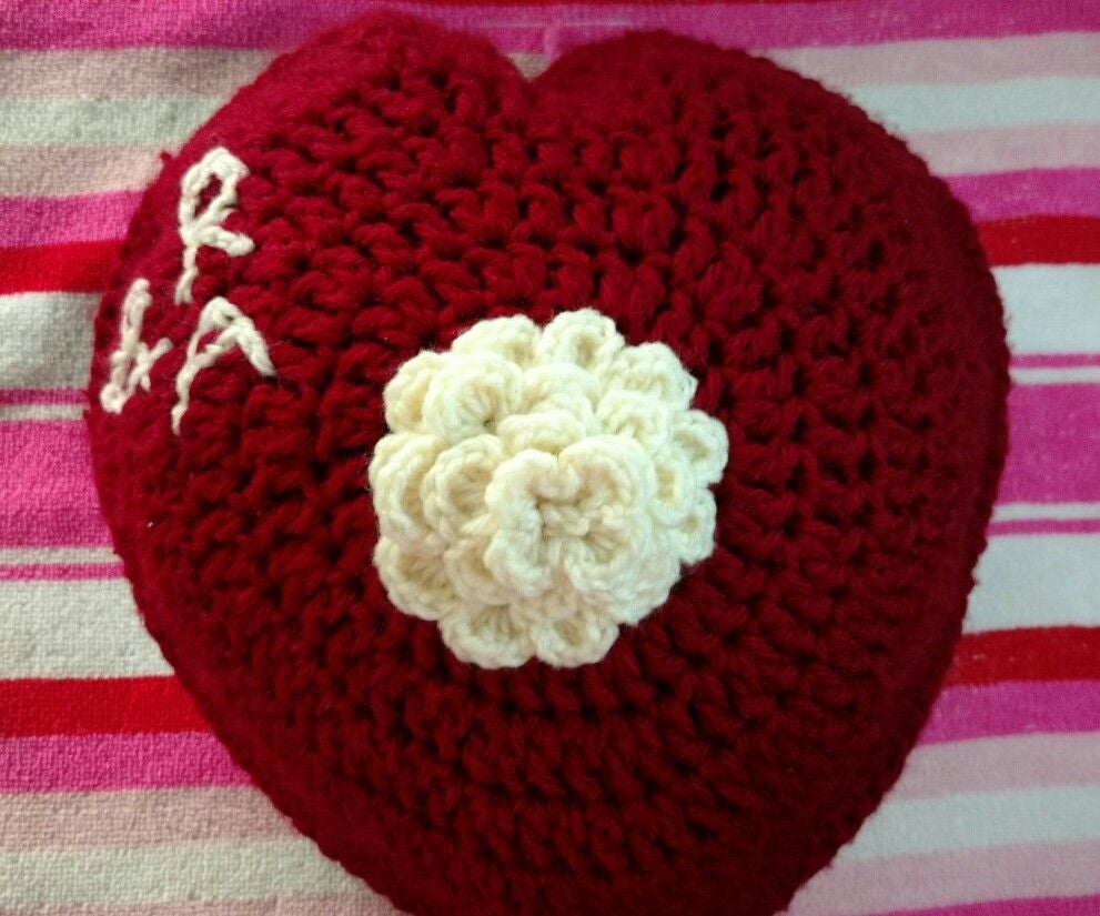 Personalised Heart Crochet Cushion