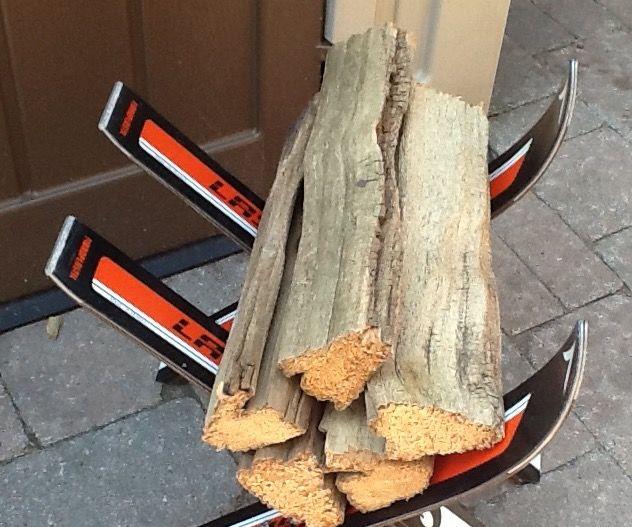 Repurposed Ski- Firewood Rack