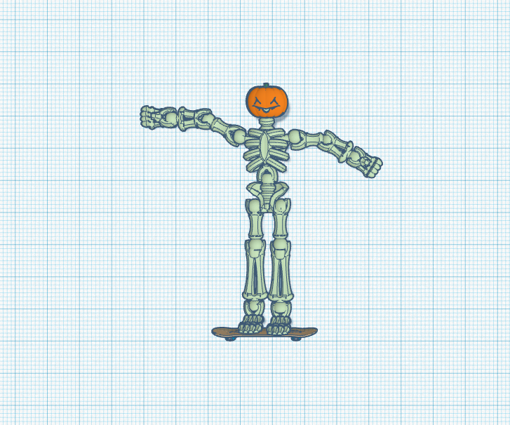 Skeleton Riding Skateboard Disigned in Tinkercad