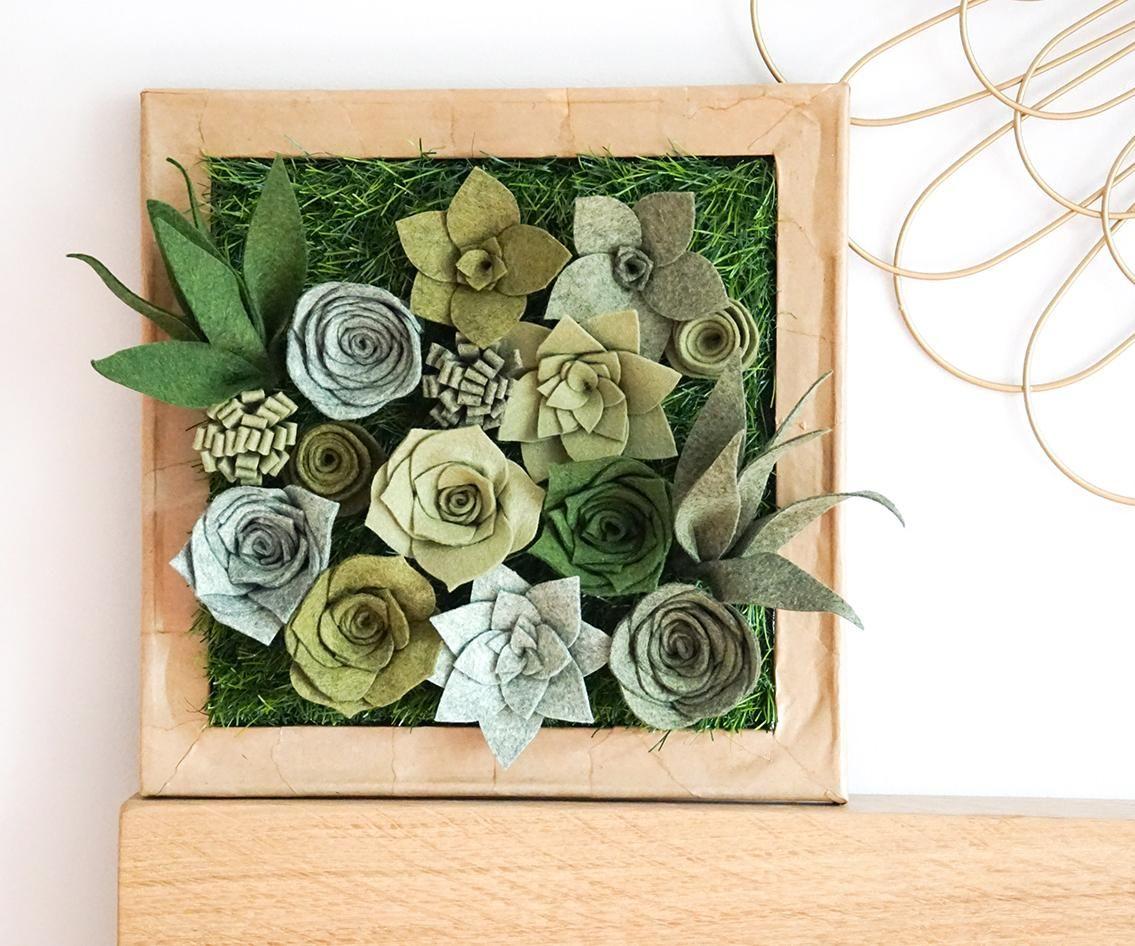 DIY Felt Succulent Display | How to Make Faux Plant Wall Art